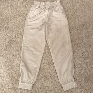 Tibi crispy nylon paper bag Felix jogger pant, white, S, adjustable length, EUC